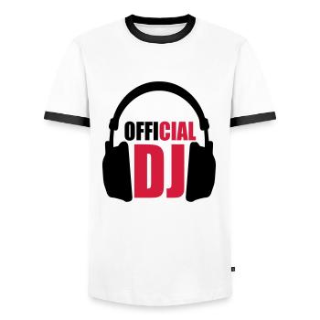 Official DJ - Männer Kontrast-T-Shirt - Weiß/Schwarz - Vorne - AI Model Female 172 light (172cm) & AI Model Male 178 dark (178cm)
