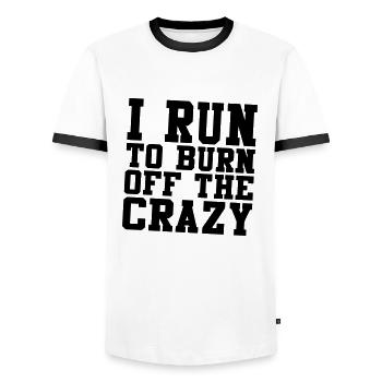 I'M RUNNING ME THE MADNESS OF THE BODY - Men's Ringer Shirt - white/black - Front - AI Model Female 172 light (172cm) & AI Model Male 178 dark (178cm)