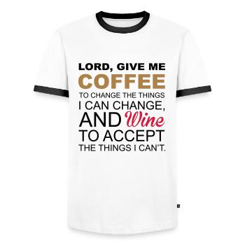 Coffee & Wine - T-shirt contrasté Homme - blanc/noir - Devant - AI Model Female 172 light (172cm) & AI Model Male 178 dark (178cm)