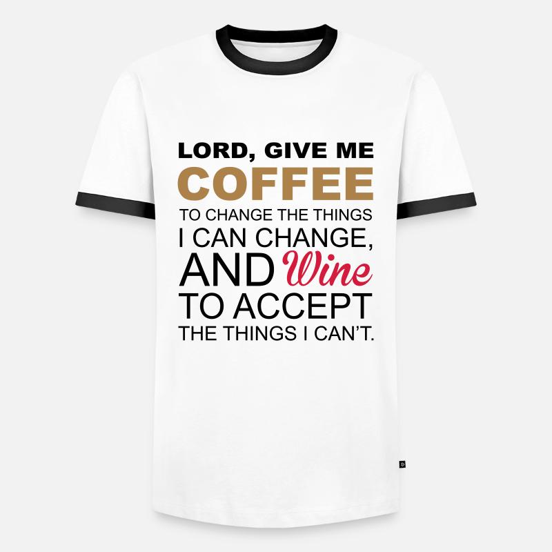 Coffee & Wine - Männer Kontrast-T-Shirt - Weiß/Schwarz