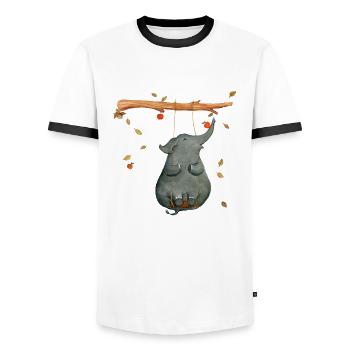 éléphant - T-shirt contrasté Homme - blanc/noir - Devant - AI Model Female 172 light (172cm) & AI Model Male 178 dark (178cm)
