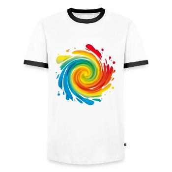 color_swirl - Men's Ringer Shirt - white/black - Front - AI Model Female 172 light (172cm) & AI Model Male 178 dark (178cm)