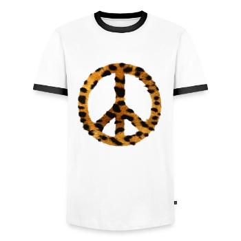 Peace my love - Men's Ringer Shirt - white/black - Front - AI Model Female 172 light (172cm) & AI Model Male 178 dark (178cm)