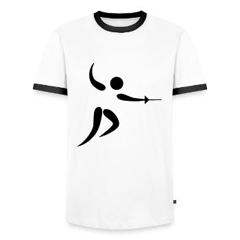 fencing os - Men's Ringer Shirt - white/black - Front - AI Model Female 172 light (172cm) & AI Model Male 178 dark (178cm)