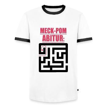 Abitur Abschluss Prüfung Sprüche lustig Meck-Pomm - Männer Kontrast-T-Shirt - Weiß/Schwarz - Vorne - AI Model Female 172 light (172cm) & AI Model Male 178 dark (178cm)