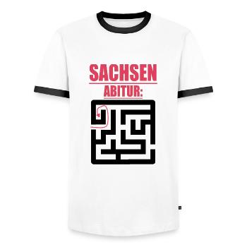 Abitur Abschluss Prüfung Sprüche lustig Sachsen - Männer Kontrast-T-Shirt - Weiß/Schwarz - Vorne - AI Model Female 172 light (172cm) & AI Model Male 178 dark (178cm)