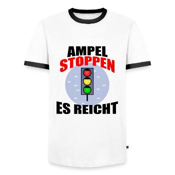 Ampel Regierung Scholz Baerbock Habeck Grüne SPD - Männer Kontrast-T-Shirt - Weiß/Schwarz - Vorne - AI Model Female 172 light (172cm) & AI Model Male 178 dark (178cm)
