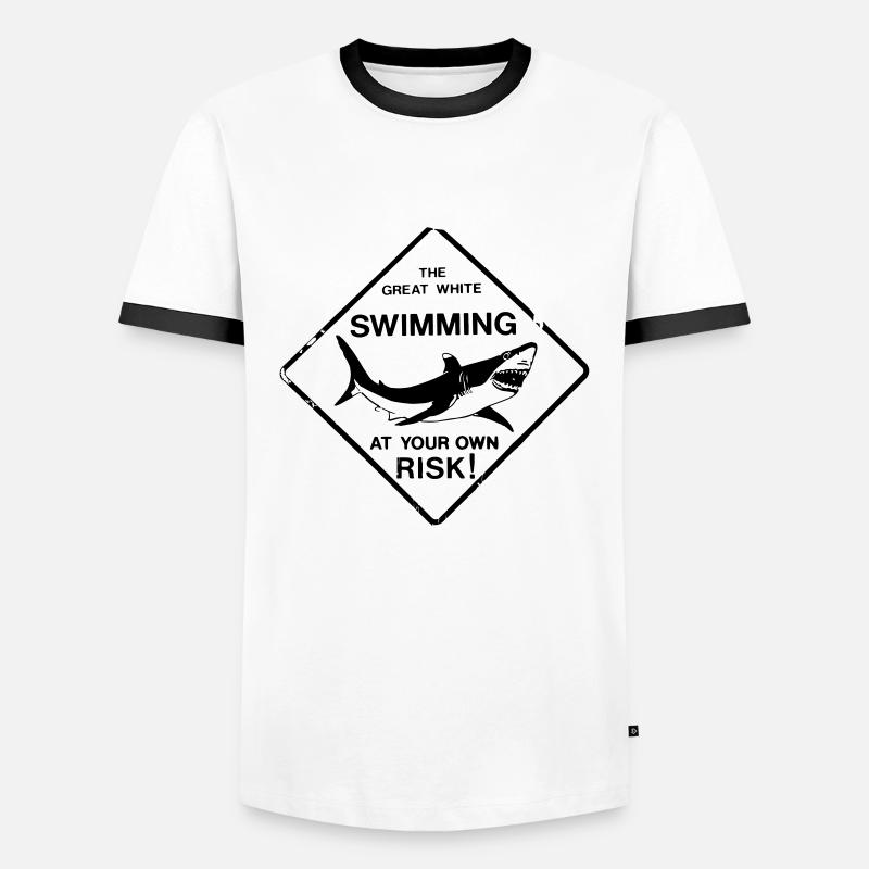 White Shark Great White - Männer Kontrast-T-Shirt - Weiß/Schwarz