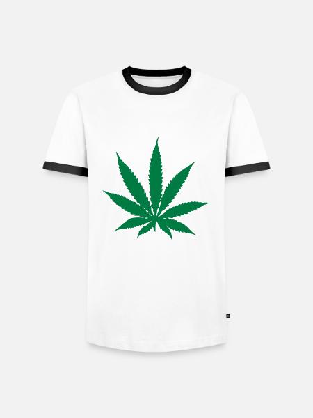 Cannabis - Marihuana - Männer Kontrast-T-Shirt - Weiß/Schwarz
