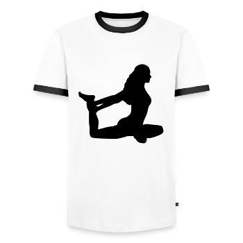 yoga - Men's Ringer Shirt - white/black - Front - AI Model Female 172 light (172cm) & AI Model Male 178 dark (178cm)