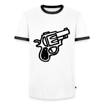 cartoon gun - T-shirt contrasté Homme - blanc/noir - Devant - AI Model Female 172 light (172cm) & AI Model Male 178 dark (178cm)
