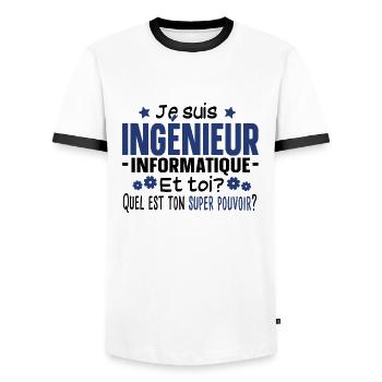 Ingénieur Métier Informatique Humour Citations - T-shirt contrasté Homme - blanc/noir - Devant - AI Model Female 172 light (172cm) & AI Model Male 178 dark (178cm)