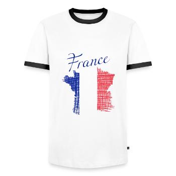 Frankreich France - Männer Kontrast-T-Shirt - Weiß/Schwarz - Vorne - AI Model Female 172 light (172cm) & AI Model Male 178 dark (178cm)