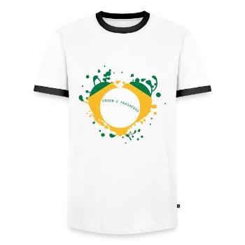 brasil brazil bandera flag heart games - Men's Ringer Shirt - white/black - Front - AI Model Female 172 light (172cm) & AI Model Male 178 dark (178cm)