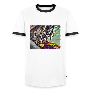 Street Art Gap - Men's Ringer Shirt - white/black - Front - AI Model Female 172 light (172cm) & AI Model Male 178 dark (178cm)