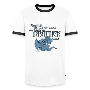 Realität ist... - Männer Kontrast-T-Shirt - Weiß/Schwarz - Vorne - AI Model Female 172 light (172cm) & AI Model Male 178 dark (178cm)