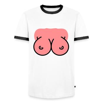 Brüste - Busen - Titten - Männer Kontrast-T-Shirt - Weiß/Schwarz - Vorne - AI Model Female 172 light (172cm) & AI Model Male 178 dark (178cm)