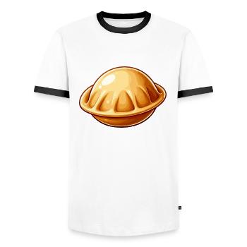I Love Pelmeni Saying in Russian Funny - Men's Ringer Shirt - white/black - Front - AI Model Female 172 light (172cm) & AI Model Male 178 dark (178cm)