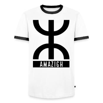 Amazigh - Men's Ringer Shirt - white/black - Front - AI Model Female 172 light (172cm) & AI Model Male 178 dark (178cm)