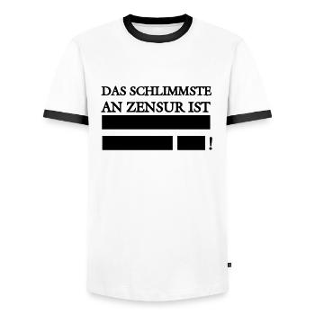 La pire chose à propos de la censure - T-shirt contrasté Homme - blanc/noir - Devant - AI Model Female 172 light (172cm) & AI Model Male 178 dark (178cm)