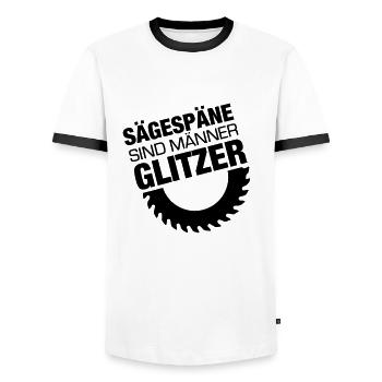 Sägespäne Männer Glitzer Schreiner Heimwerker Papa - Männer Kontrast-T-Shirt - Weiß/Schwarz - Vorne - AI Model Female 172 light (172cm) & AI Model Male 178 dark (178cm)