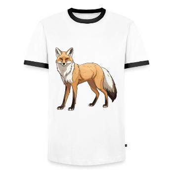 Fox Animal - Men's Ringer Shirt - white/black - Front - AI Model Female 172 light (172cm) & AI Model Male 178 dark (178cm)