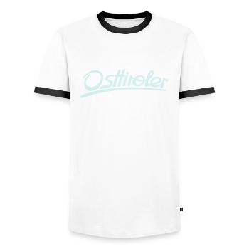 Ost Tiroler Schriftzug - Männer Kontrast-T-Shirt - Weiß/Schwarz - Vorne - AI Model Female 172 light (172cm) & AI Model Male 178 dark (178cm)