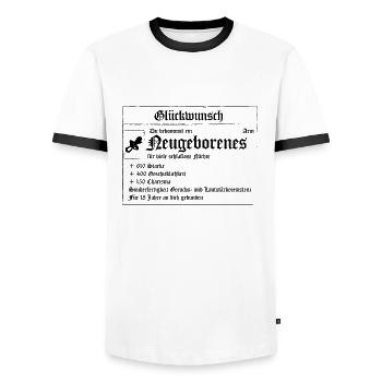 RPG Baby - Männer Kontrast-T-Shirt - Weiß/Schwarz - Vorne - AI Model Female 172 light (172cm) & AI Model Male 178 dark (178cm)