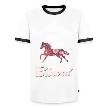 je peux pas j ai cheval Humour équitation - T-shirt contrasté Homme - blanc/noir - Devant - AI Model Female 172 light (172cm) & AI Model Male 178 dark (178cm)