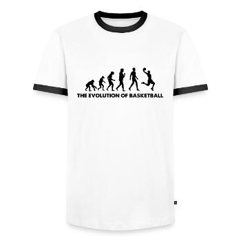 The Evolution Of Basketball - Männer Kontrast-T-Shirt - Weiß/Schwarz - Vorne - AI Model Female 172 light (172cm) & AI Model Male 178 dark (178cm)