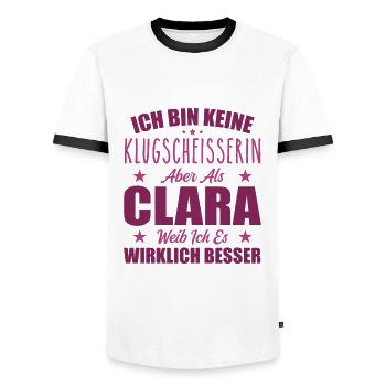 Name Clara Vorname Klugscheisserin Namenstag - Männer Kontrast-T-Shirt - Weiß/Schwarz - Vorne - AI Model Female 172 light (172cm) & AI Model Male 178 dark (178cm)