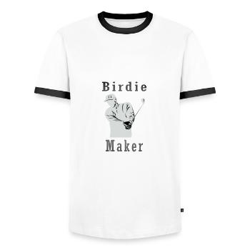 Birdie Maker. Birdie-Hersteller. Für Golfer - Männer Kontrast-T-Shirt - Weiß/Schwarz - Vorne - AI Model Female 172 light (172cm) & AI Model Male 178 dark (178cm)