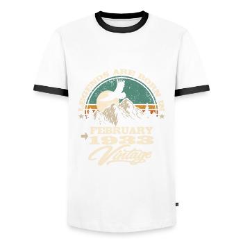 Legenden werden im Februar 1933 geboren - Männer Kontrast-T-Shirt - Weiß/Schwarz - Vorne - AI Model Female 172 light (172cm) & AI Model Male 178 dark (178cm)