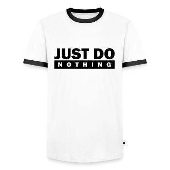 Just do nothing - Männer Kontrast-T-Shirt - Weiß/Schwarz - Vorne - AI Model Female 172 light (172cm) & AI Model Male 178 dark (178cm)