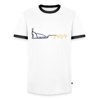 Schlittenhunde - Männer Kontrast-T-Shirt - Weiß/Schwarz - Vorne - AI Model Female 172 light (172cm) & AI Model Male 178 dark (178cm)