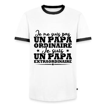 Je suis un papa extraordinaire, Humour cadeau papa - T-shirt contrasté Homme - blanc/noir - Devant - AI Model Female 172 light (172cm) & AI Model Male 178 dark (178cm)