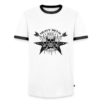 HEAVY METAL ROCK MOTIF - Men's Ringer Shirt - white/black - Front - AI Model Female 172 light (172cm) & AI Model Male 178 dark (178cm)