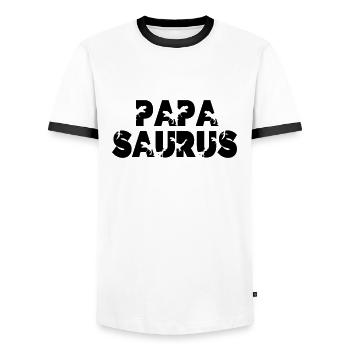 Papasaurus Cooler Papa Geschenkidee Vater stark - Männer Kontrast-T-Shirt - Weiß/Schwarz - Vorne - AI Model Female 172 light (172cm) & AI Model Male 178 dark (178cm)