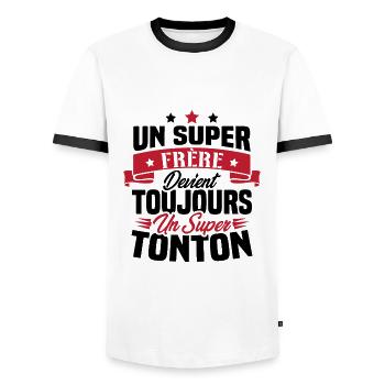 Un super frère devient toujours un super tonton - T-shirt contrasté Homme - blanc/noir - Devant - AI Model Female 172 light (172cm) & AI Model Male 178 dark (178cm)