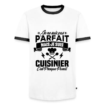 Je ne suis pas parfait mais je suis cuisinier - T-shirt contrasté Homme - blanc/noir - Devant - AI Model Female 172 light (172cm) & AI Model Male 178 dark (178cm)