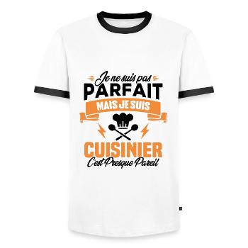 Je ne suis pas parfait mais je suis cuisinier - T-shirt contrasté Homme - blanc/noir - Devant - AI Model Female 172 light (172cm) & AI Model Male 178 dark (178cm)