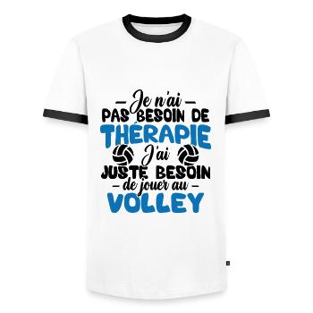 J'ai juste besoin de jouer au volley - T-shirt contrasté Homme - blanc/noir - Devant - AI Model Female 172 light (172cm) & AI Model Male 178 dark (178cm)