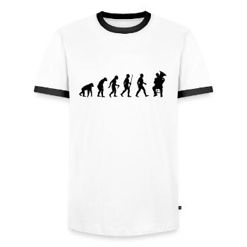 Evolution Of Tuba Player - Men's Ringer Shirt - white/black - Front - AI Model Female 172 light (172cm) & AI Model Male 178 dark (178cm)