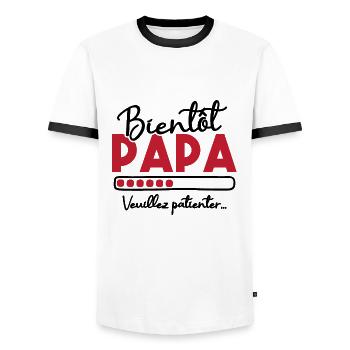 Bientôt papa veuillez patienter - T-shirt contrasté Homme - blanc/noir - Devant - AI Model Female 172 light (172cm) & AI Model Male 178 dark (178cm)
