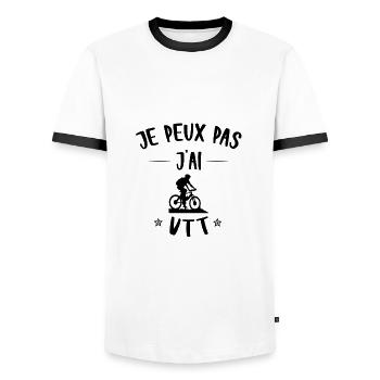 je peux pas j' ai vtt - T-shirt contrasté Homme - blanc/noir - Devant - AI Model Female 172 light (172cm) & AI Model Male 178 dark (178cm)