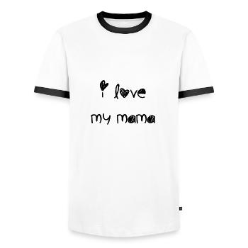 J'aime maman - T-shirt contrasté Homme - blanc/noir - Devant - AI Model Female 172 light (172cm) & AI Model Male 178 dark (178cm)