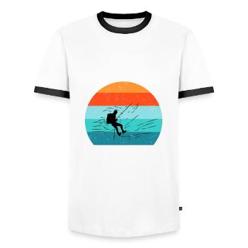 Canyoning Bergsteigen Klettern Wandern Berge - Männer Kontrast-T-Shirt - Weiß/Schwarz - Vorne - AI Model Female 172 light (172cm) & AI Model Male 178 dark (178cm)