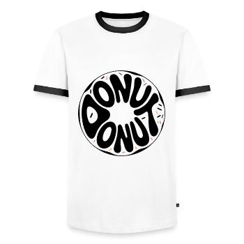 Donut - Cool Donut Logo - T-shirt contrasté Homme - blanc/noir - Devant - AI Model Female 172 light (172cm) & AI Model Male 178 dark (178cm)