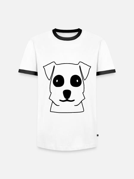 Dog Head Terrier Dog Motif - Men's Ringer Shirt - white/black
