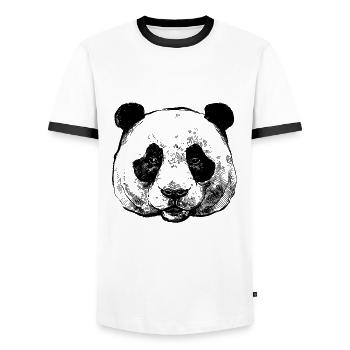 Panda Funny Animals - Men's Ringer Shirt - white/black - Front - AI Model Female 172 light (172cm) & AI Model Male 178 dark (178cm)
